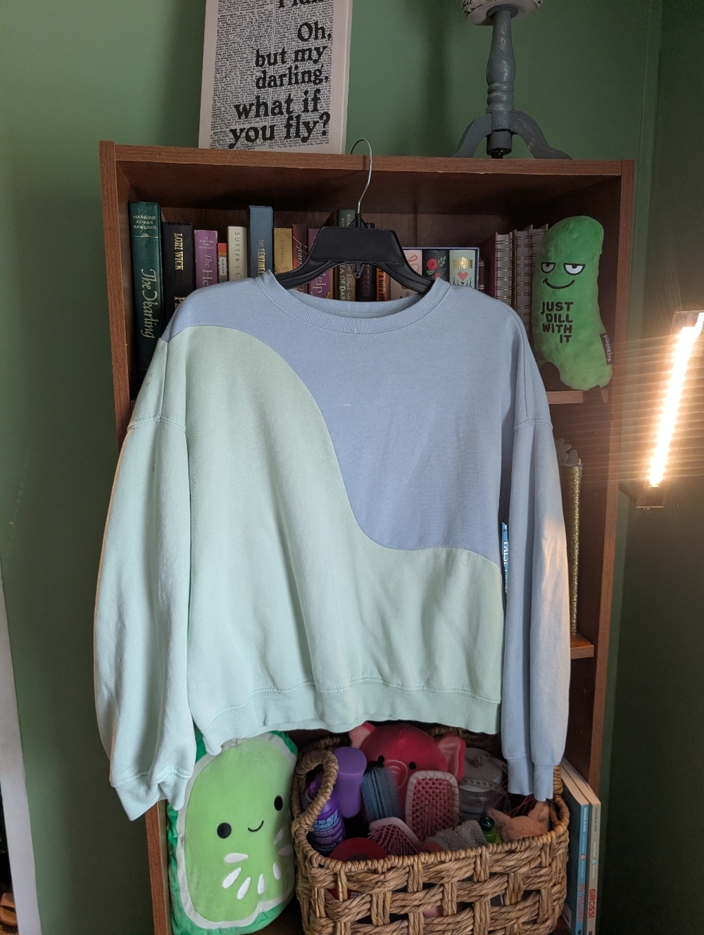 Two-Tone Mint and Light Blue Women's Crewneck Sweater & Blue Puma Hoodie